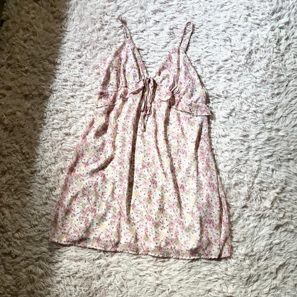 Dainty Floral Babydoll Ruffle Coquette Twee Fairy Femme Dress Womens L Pixie
